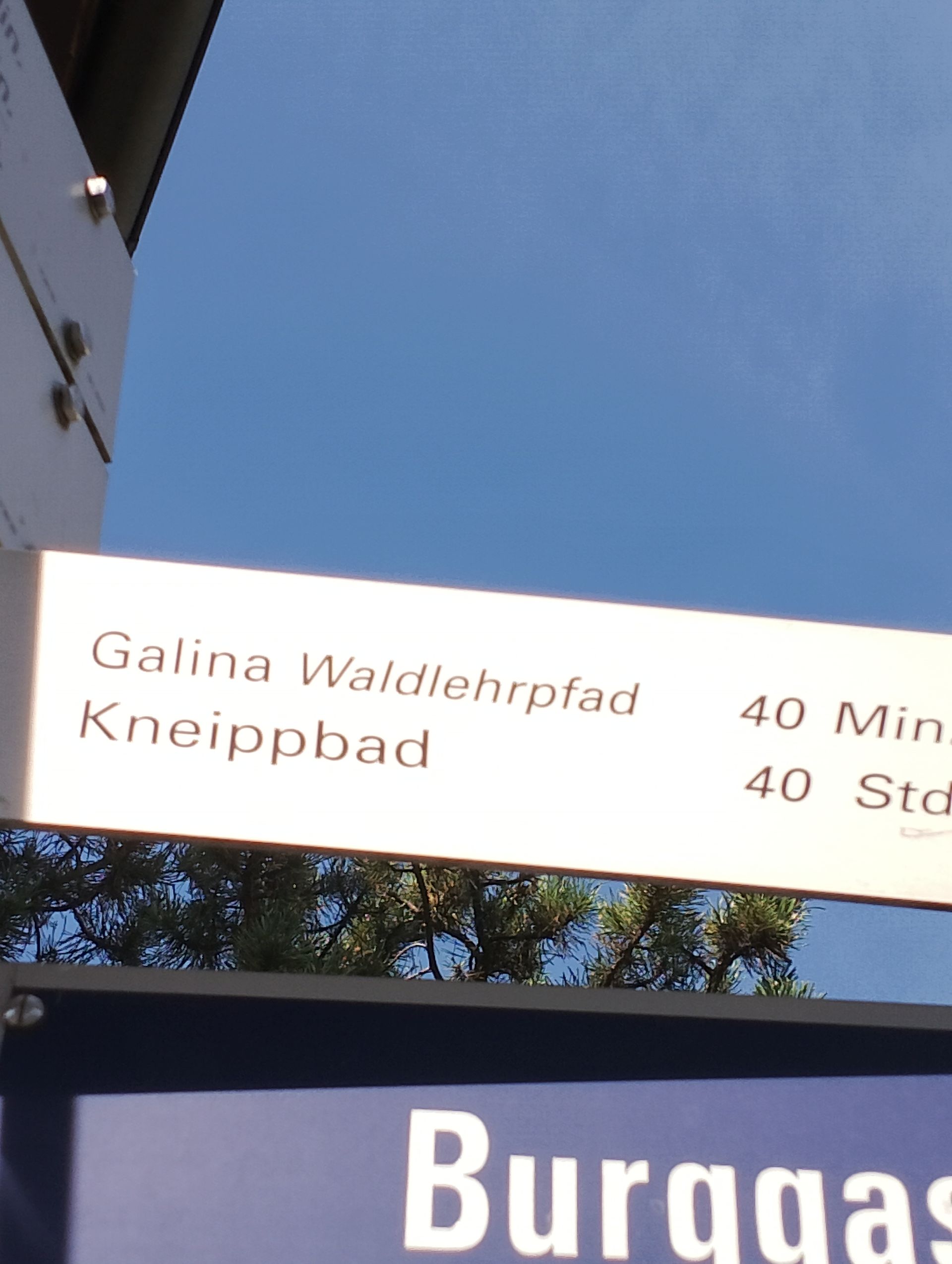 Galina Waldlehrpfad
Kneippbad
40 Min
40 Std
Burggas