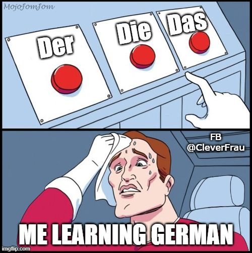 MojoJomsom
Der
Die Das
FB
@CleverFrau
ME LEARNING GERMAN
